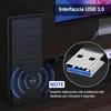 A computer tower with glowing blue waves emanating from its front, and a close-up of a USB 3.0 connector. Produktbild-Vorschau