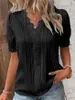 Bluse Kurzarm Damen Spitzen Oberteil V Ausschnitt Shirts Produktbild-Vorschau 4