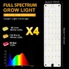 A marketing image for a full-spectrum grow light, showing its dimensions, LED breakdown, and light spectrum graph. Náhľad obrázku produktu