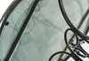 A close-up view of a round metal garden table with a glass top featuring a mosaic pattern. Náhled obrázku produktu