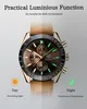 A watch with luminous hands and markers, shown in a split view demonstrating its visibility in day and night conditions. Produktbild-Vorschau