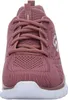 A close-up front view of a pink Skechers sneaker. Voir les images du produit