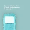 A close-up of a teal mop head with text overlay. Produktbild-Vorschau