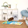 A dog is playing with a snuffle mat on the floor in a room with a bookshelf and chair. Produktbild-Vorschau