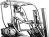 Close-up view of a metal figurine of a forklift driver in a forklift. Podgląd zdjęcia produktu