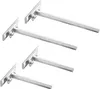 Four metal shelf brackets are arranged diagonally on a white background. Produktbild-Vorschau