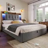 Lit rembourré 90 x 200 cm avec éclairage LED et port USB-C, Voir les images du produit 3