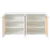 An open white sideboard with cane doors and multiple shelves. Anteprima dell’immagine prodotto
