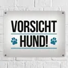 Vorsicht Hund! Metallschild mit Pfoten Motiv in blau Produktbild-Vorschau 2
