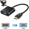 An HDMI to VGA adapter with a logo and informational graphics. Produktbild-Vorschau