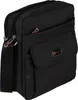 A black messenger bag is shown against a white background. Produktbild-Vorschau