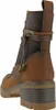Rear view of a brown leather boot with decorative lacing and a thick sole. Produktbild-Vorschau