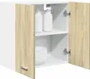 An open cabinet with two doors, showing shelves and items inside. Produktbild-Vorschau