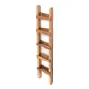 A narrow wooden ladder leaning against a white wall. Náhled obrázku produktu