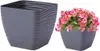 Anthrazitfarbener Kunststoff-Blumentopf mit Sockel Produktbild-Vorschau 1