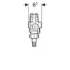 A technical drawing of a plumbing valve with a dimension line indicating a measurement. Náhľad obrázku produktu