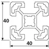 Länge 430mm - Aluminiumprofil 40x40L B-Typ Nut 10 (leicht), Produktbild-Vorschau 2