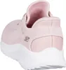 A close-up rear view of a pink Skechers sneaker with a white sole. Voir les images du produit