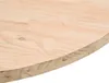 A close-up view of the edge of a round wooden tabletop. Produktbild-Vorschau