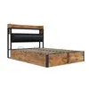 A product shot of a bed frame with a headboard and storage. Voir les images du produit