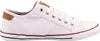 A side view of a white canvas sneaker with brown accents. Produktbild-Vorschau