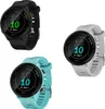 Three Garmin Forerunner 55 smartwatches in different colors (black, turquoise, and gray) are displayed against a white background. Podgląd zdjęcia produktu