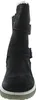 A black boot with white fur lining and two buckles. Produktbild-Vorschau