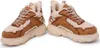 A pair of beige and brown Buffalo sneakers with white fluffy lining, shown from a slightly angled front view against a white background. Podgląd zdjęcia produktu