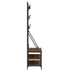 A side view of a coat rack with shelves. Produktbild-Vorschau