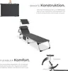 A folded and unfolded sun lounger with descriptive text. Náhled obrázku produktu