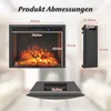 Diagrams showing the dimensions of an electric fireplace. Podgląd zdjęcia produktu