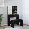 vidaXL Set di tavolini da toilette con LED in legno nero Anteprima dell’immagine prodotto 3