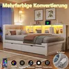 Kiefernholz-Schlafsofa mit Schubladen, dimmbarer LED, USB & Produktbild-Vorschau 5