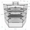 A 3D rendering of a clear hexagonal sprouting box with multiple trays. Produktbild-Vorschau