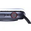 A close-up side view of a smartwatch with a red-ringed dial. Produktbild-Vorschau