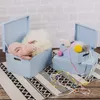 Creative Deco Modrá Dřevěná Krabice s Víkem a Uchy | 40 x Náhled obrázku produktu 7