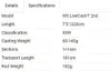 A table of specifications for a fishing rod. Produktbild-Vorschau
