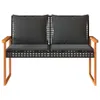 Panchina da giardino con cuscini in poly rattan nero e Anteprima dell’immagine prodotto 4