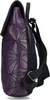 A side view of a purple backpack with a geometric pattern. Produktbild-Vorschau