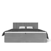 A studio shot of a gray upholstered bed with two white pillows and a dark gray comforter. Náhled obrázku produktu