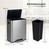 COSTWAY Mülleimer Küche, 60L Mülltrennsystem 2 Fächer, Produktbild-Vorschau 3
