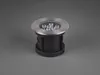 A single round ground spotlight with a stainless steel rim and black housing is shown against a plain gray background. Podgląd zdjęcia produktu