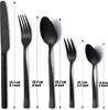A set of black cutlery with measurements indicated. Podgląd zdjęcia produktu