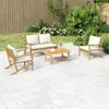 vidaXL 4 tlg. Garten Lounge Set mit Cremeweißen Kissen Produktbild-Vorschau 2