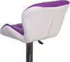 A close-up side view of a purple and white bar stool. Anteprima dell’immagine prodotto