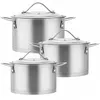 Topfset 3er mit Glasdeckel Silber Küchentöpfe 2L 2,8L 3,7L Produktbild-Vorschau 4
