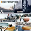 A collage of images showing a car tire, a person riding a bicycle, a person holding a basketball, and a person relaxing in a pool. Podgląd zdjęcia produktu
