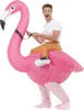 A man wearing an inflatable flamingo costume. Produktbild-Vorschau