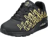 A black Skechers sneaker with gold heart detailing. Voir les images du produit