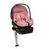 A pink and black baby car seat with a black handle and base, mounted on an adjustable silver stand. Náhled obrázku produktu